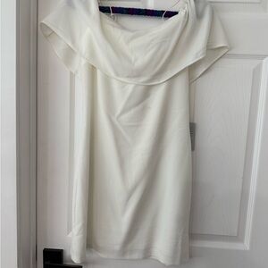 Charles Henry White Dress with Cowl Neck